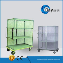 HM-9 steel net laundry baskets with wheels with door and without door type